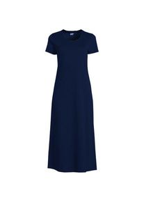 LANDS' END Wadenlanges Kurzarm-Nachthemd aus reiner Baumwolle, Damen,  Blau, Baumwolle, by Lands' End