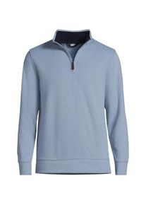 LANDS' END Rei&szlig;verschluss-Pullover aus Bedford-Ripp, Herren,  Blau, Baumwolle, by Lands' End