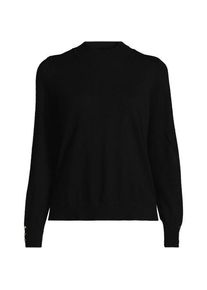 LANDS' END Stehkragenpullover mit &Auml;rmelkn&ouml;pfen, Damen,  Schwarz, Polyester/Nylon/Viskose, by Lands' End