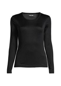 LANDS' END Seidenunterhemd mit Rundhalsausschnitt, Damen,  Schwarz, Seide, by Lands' End