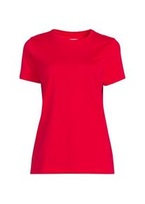 LANDS' END Supima Kurzarm-Shirt mit rundem Ausschnitt, Damen,  Pink, Baumwolle, by Lands' End