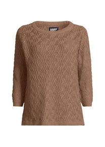 LANDS' END Pullover aus Leinenmix, Damen,  Braun, Baumwolle/Leinen/Baumwoll-Mischung, by Lands' End
