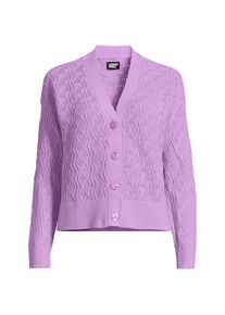 LANDS' END Cardigan aus Leinenmix, Damen,  Lila, Baumwolle/Leinen/Baumwoll-Mischung, by Lands' End
