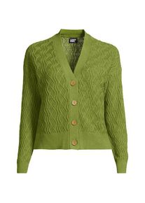 LANDS' END Cardigan aus Leinenmix, Damen,  Gr&uuml;n, Baumwolle/Leinen/Baumwoll-Mischung, by Lands' End