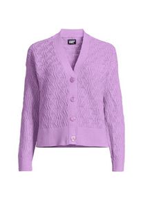 LANDS' END Cardigan aus Leinenmix, Damen,  Lila, Baumwolle/Leinen/Baumwoll-Mischung, by Lands' End
