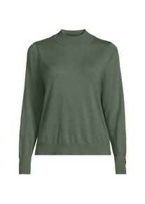 LANDS' END Stehkragenpullover mit &Auml;rmelkn&ouml;pfen, Damen,  Gr&uuml;n, Polyester/Nylon/Viskose, by Lands' End