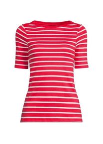 LANDS' END Supima-Shirt aus Baumwolle mit U-Boot-Ausschnitt, Damen,  Rot, Baumwolle, by Lands' End