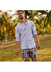 LANDS' END CLASSIC FIT. Buttondown-Kragen. Gemustertes Oxfordhemd, Herren, size: regular, Blau, Baumwolle, by Lands' End