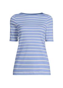 LANDS' END Supima-Shirt aus Baumwolle mit U-Boot-Ausschnitt, Damen,  Lila, Baumwolle, by Lands' End