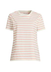 LANDS' END Supima Kurzarm-Shirt mit rundem Ausschnitt, Damen,  Wei&szlig;, Baumwolle, by Lands' End
