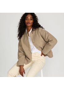 LANDS' END Fleecejacke in Curly-Optik, Damen,  Beige, Polyester, by Lands' End