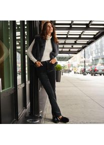 LANDS' END Slim Fit Samthose High Waist, Damen,  Grau, Baumwoll-Mischung, by Lands' End