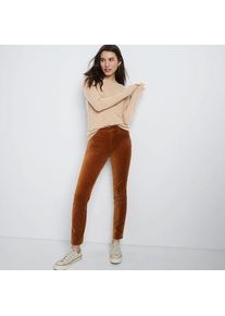 LANDS' END Slim Fit Samthose High Waist, Damen,  Braun, Baumwoll-Mischung, by Lands' End