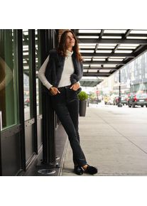 LANDS' END Slim Fit Samthose High Waist, Damen,  Grau, Baumwoll-Mischung, by Lands' End