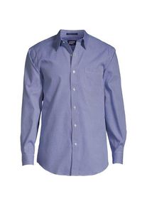LANDS' END CLASSIC FIT Gemustertes, b&uuml;gelleichtes Pinpointhemd f&uuml;r Herren, Herren, size: regular, Blau, Baumwolle, by Lands' End