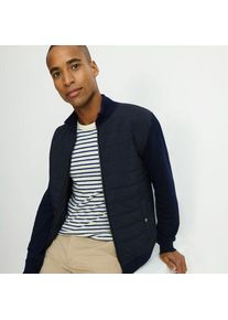 LANDS' END Strickjacke mit Stepp-Einsatz und Rei&szlig;verschluss, Herren,  Blau, by Lands' End