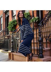 LANDS' END Feinstrick-Midirock, Damen,  Blau, Baumwolle, by Lands' End