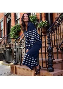 LANDS' END Feinstrick-Midirock, Damen,  Blau, Baumwolle, by Lands' End