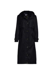 LANDS' END Langer, gewachster Mantel mit Kapuze, Damen,  Schwarz, Baumwolle/Polyester, by Lands' End