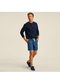 LANDS' END Super-T Langarm-Henleyshirt, Classic Fit, Herren,  Blau, Baumwolle, by Lands' End