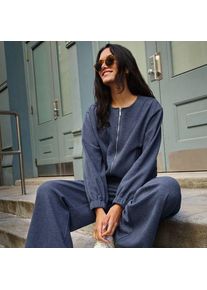 LANDS' END Softe Jersey-Bomberjacke, Damen,  Blau, Baumwolle/Polyester/Baumwoll-Mischung, by Lands' End