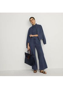 LANDS' END Softe Jerseyhose mit weitem Bein, Damen,  Blau, Baumwolle/Polyester/Baumwoll-Mischung, by Lands' End