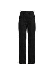 LANDS' END Relaxte Leinenhose mit geradem Bein, Damen,  Schwarz, by Lands' End