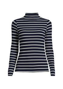LANDS' END Softes Stehbund-Shirt, Damen,  Blau, Elasthan/Viskose/Viskose-Mischung, by Lands' End