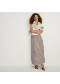 LANDS' END Leinen-Midirock, Damen,  Beige, Leinen, by Lands' End