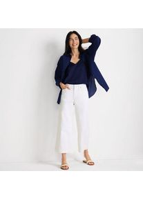 LANDS' END Farbige Culotte-Jeans High Waist, Damen,  Wei&szlig;, Elasthan/Viskose/Baumwoll-Mischung, by Lands' End