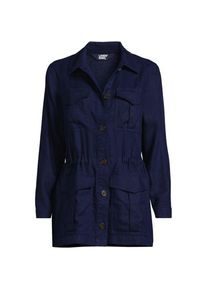LANDS' END Hemdjacke aus Leinen, Damen,  Blau, Leinen, by Lands' End