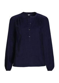 LANDS' END Feincord-Bluse mit Raffungen, Damen,  Blau, Baumwolle, by Lands' End
