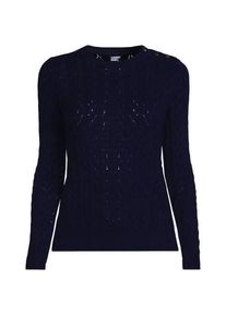 LANDS' END Ajourpullover aus Baumwollmix, Damen,  Blau, Viskose/Baumwoll-Mischung/Nylon-Mischung, by Lands' End