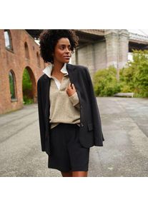 LANDS' END Bundfalten-Shorts aus Cr&ecirc;pe 18 cm, Damen,  Schwarz, Baumwolle/Polyester, by Lands' End