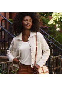 LANDS' END Strukturierte Strickjacke im Couture-Stil, Damen,  Wei&szlig;, Polyacryl/Polyester-Mischung, by Lands' End