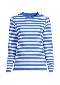 LANDS' END Lang&auml;rmeliges Supima-Shirt mit Rundausschnitt, Damen,  Blau, by Lands' End