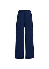 LANDS' END Cargo-Bundfaltenhose mit weitem Bein, Damen,  Blau, Elasthan/Viskose/Viskose-Mischung, by Lands' End