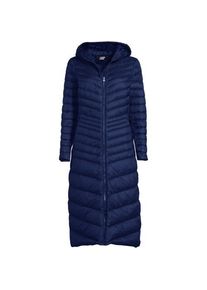 LANDS' END Ultraleichter Maxi-Daunenmantel mit Kapuze WANDERWEIGHT, Damen,  Blau, Nylon/Daunen, by Lands' End
