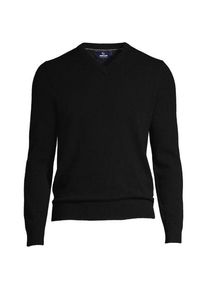 LANDS' END Kaschmirpullover mit V-Ausschnitt, Herren,  Schwarz, Kaschmir, by Lands' End