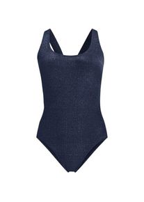 LANDS' END Glitzer-Komfort-Badeanzug mit gekreuzten Tr&auml;gern, hohes Bein, Damen,  Blau, Elasthan/Nylon-Mischung, by Lands' End