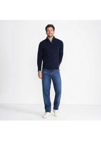 LANDS' END Kaschmir-Pullover mit Rei&szlig;verschluss, Herren,  Blau, Kaschmir, by Lands' End