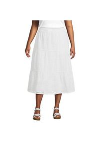 LANDS' END Midi-Schlupfrock aus Baumwoll-Lochstickerei, Damen,  Wei&szlig;, Baumwolle, by Lands' End