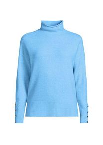 LANDS' END Soft Touch Stehkragenpullover mit &Auml;rmelkn&ouml;pfen, Damen,  Blau, Polyacryl/Woll-Mischung/Nylon-Mischung, by Lands' End