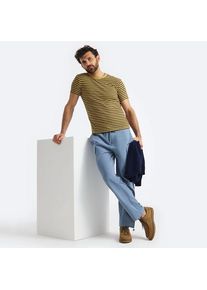 LANDS' END Kurzarm-Streifenshirt mit Struktur, Herren,  Braun, Viskose/Polyester-Mischung, by Lands' End