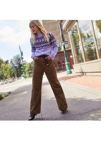 LANDS' END Breitcord-Hose High Waist mit weitem Bein, Damen,  Braun, Elasthan/Baumwoll-Mischung, by Lands' End