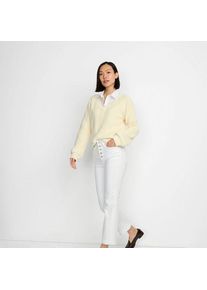 LANDS' END Kurze Schlagjeans, Damen,  Wei&szlig;, Elasthan/Baumwoll-Mischung/Polyester-Mischung, by Lands' End