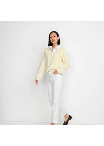 LANDS' END Kurze Schlagjeans, Damen,  Wei&szlig;, Elasthan/Baumwoll-Mischung/Polyester-Mischung, by Lands' End