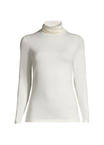 LANDS' END Rollkragenshirt aus Baumwoll/Modalmix, Damen,  Wei&szlig;, Baumwolle/Elasthan/Baumwolle Modal, by Lands' End
