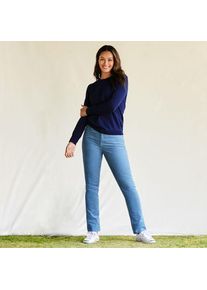 LANDS' END Straight Fit Cordhose Mid Waist, Damen,  Blau, Baumwoll-Mischung, by Lands' End