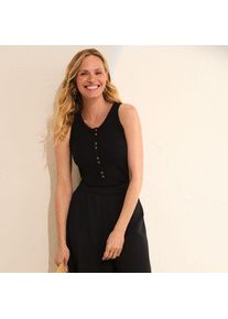 LANDS' END &Auml;rmelloses Henley-Shirt, Damen,  Schwarz, Elasthan/Kunstseide/Viskose, by Lands' End